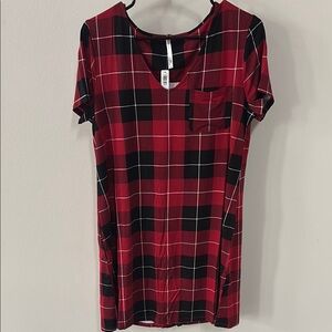 Soma Cool Nights Red Plaid Sleepshirt